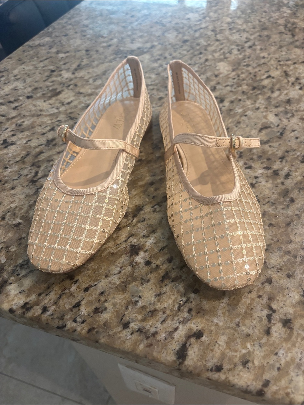 Women's Ivory Ballet Flats with Sparkle Detail J Crew Factory New Without Tags